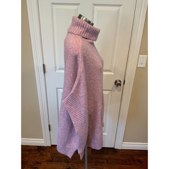 J.Crew Light Purple Wool Blend Turtleneck Poncho, Size XS/Small - Picture 3 of 6